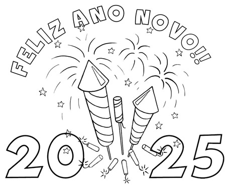 Desenho para crianças Feliz Ano novo 2025