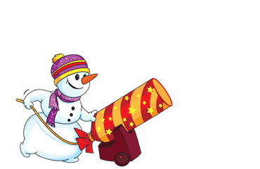 GIF animado com boneco de neve atirando desejos felizes de ano novo