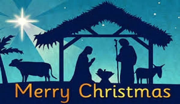 Imagem com representação de escrita do presépio e do Feliz Natal
