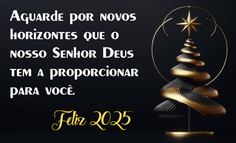 imagem com árvore de Natal estilizada dourada e feliz ano novo 2023 text