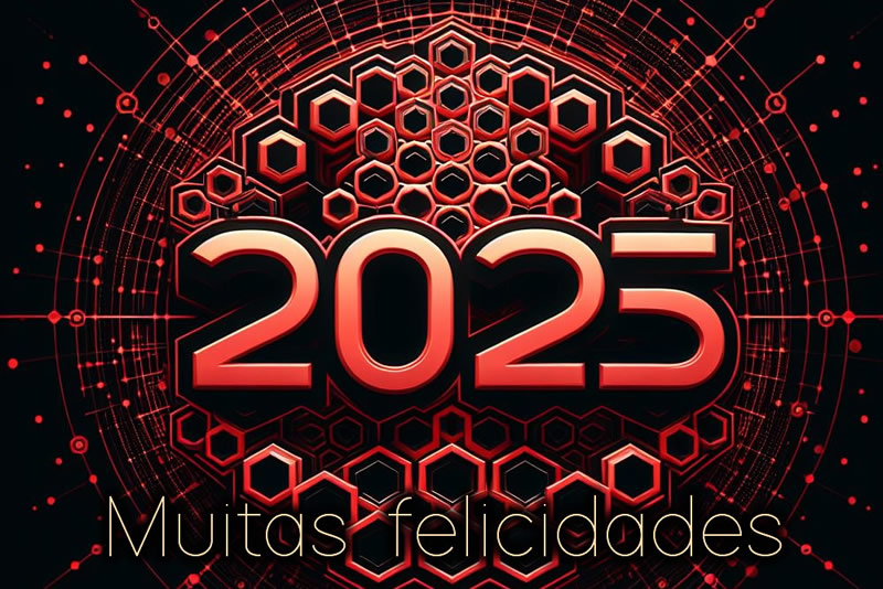 imagem elegante nas cores vermelho e preto com o texto 2025