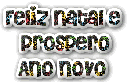 Gif brilhante animado Feliz Natal Feliz 2025 texto com efeito de fogos de artifício crepitantes.