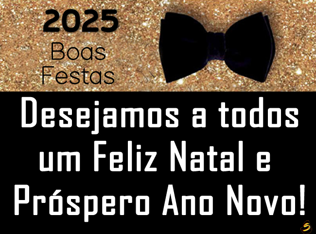 image deseja celebrar as celebrações do Natal e do Ano Novo com o texto: Desejamos a todos um Feliz Natal e Próspero Ano Novo 2025!