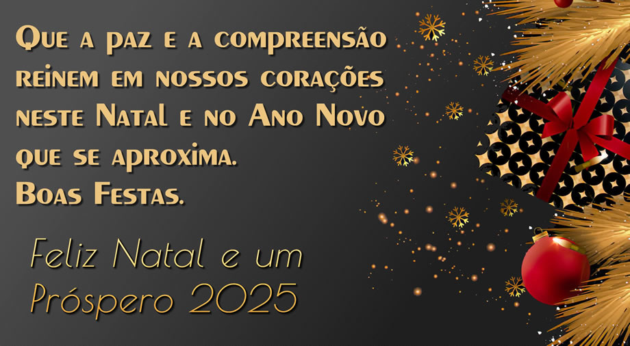 Imagem com Que a paz e a compreensão reinem em nossos corações neste Natal e no Ano Novo que se aproxima. Boas Festas.