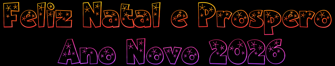 Gif animado com texto brilhante em vermelho Feliz Natal e Próspero Ano Novo de 2026 com estrelas cintilantes.