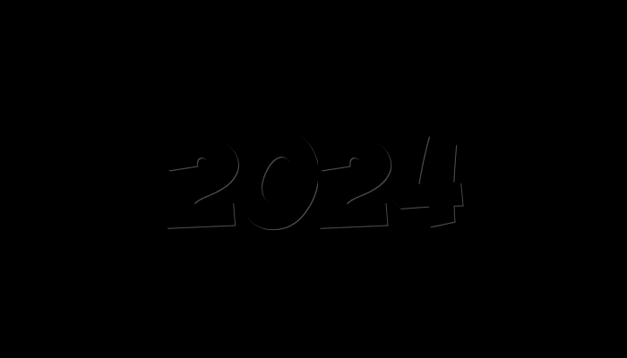 gif animado com o texto 2025 com movimento das figuras cadentes e 2025 aparece em vermelho
