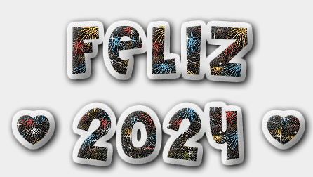 Gif animado com o texto HAPPY 2025 cintilou com fogos de artifício.