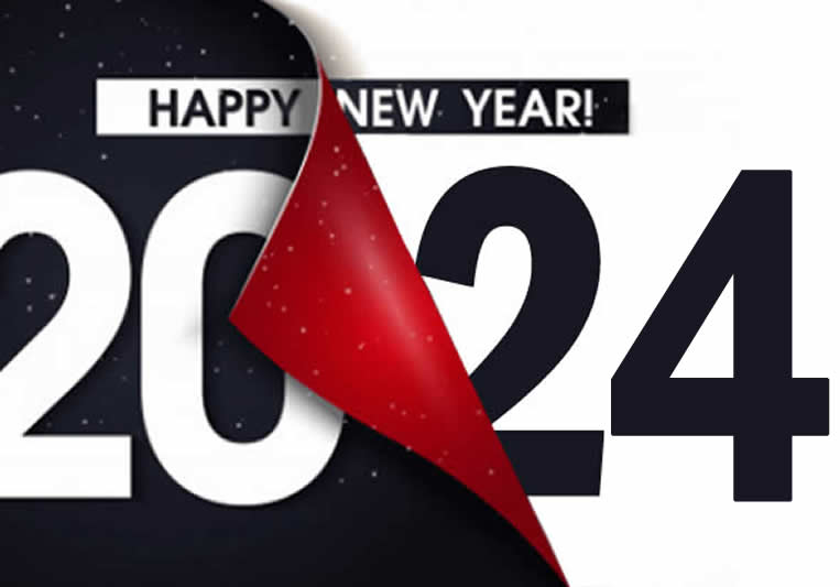 Imagem com o texto Feliz Ano Novo 2025 com a página virando