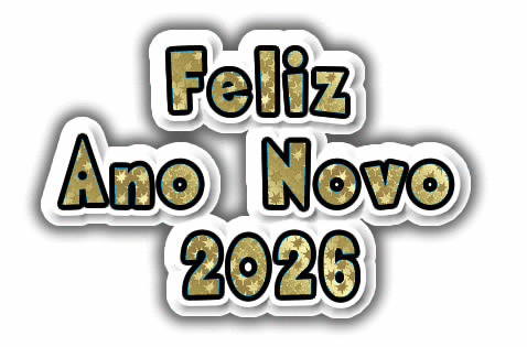 Gif animado com o texto HAPPY 2026 cintilou com fogos de artifício.