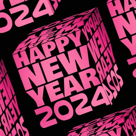 Imagem de um cubo composto pelas palavras Feliz Ano Novo 2025